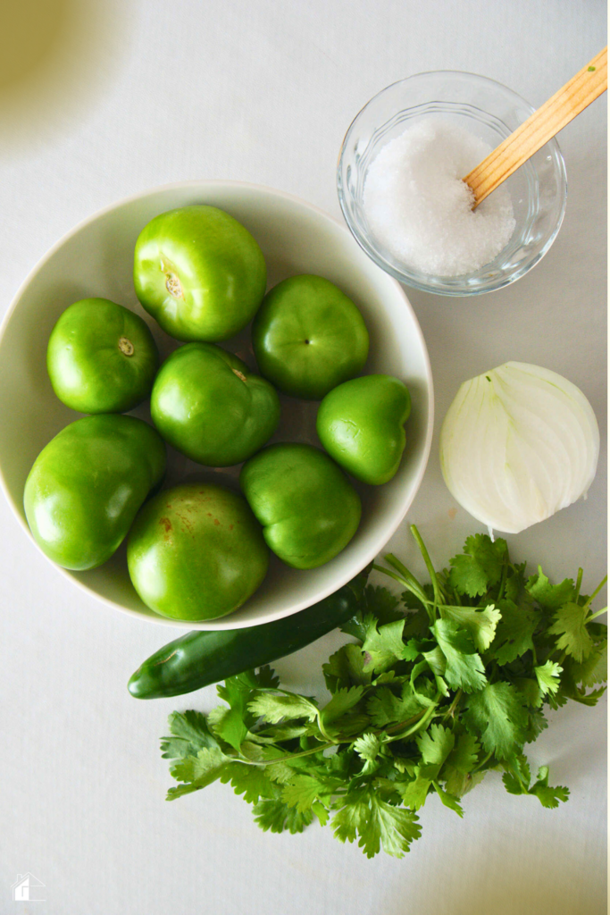 Ingredients to make salsa verde