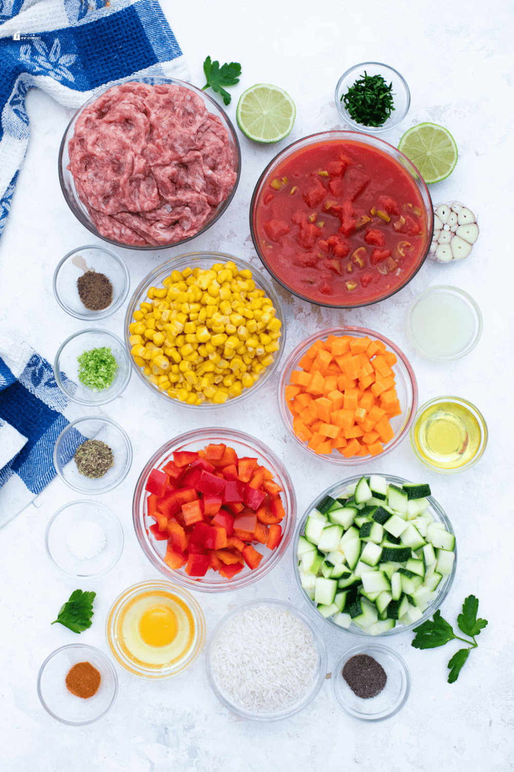 a photo of the ingredients to make Mexican Meatball Soup 