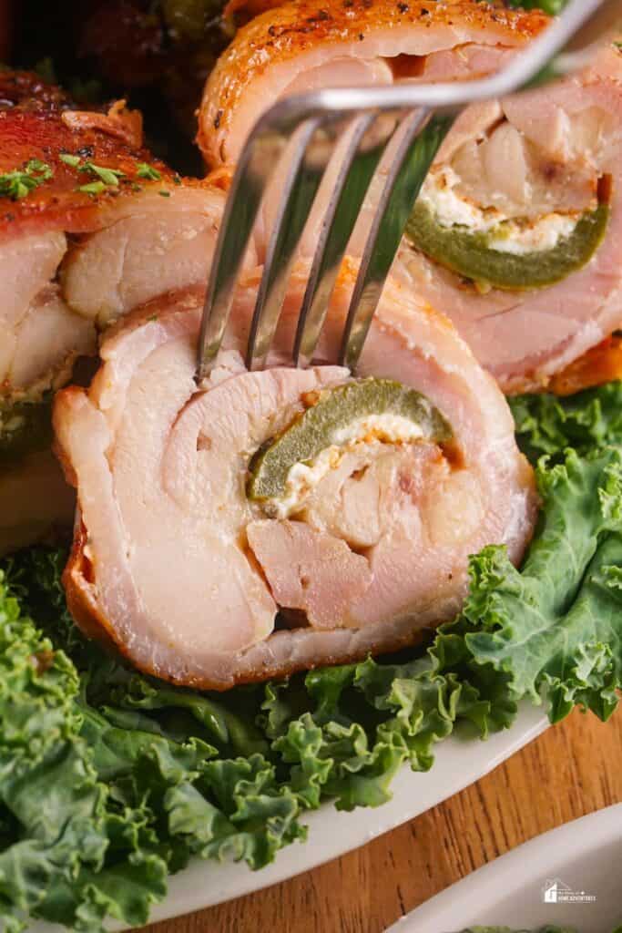 sliced Stuffed Bacon Wrapped Chicken