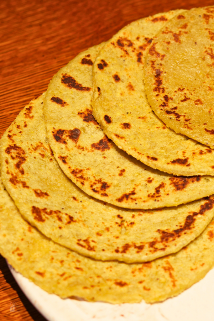 Close up of tortillas de platanos served.