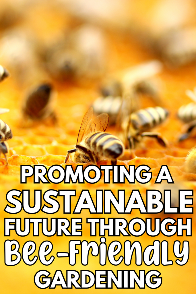 A group of bees working together on a honeycomb, symbolizing the critical role bees play in promoting sustainability through pollination and honey production.