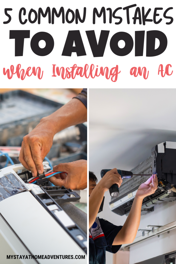 collage image of technicians installing an aircondition