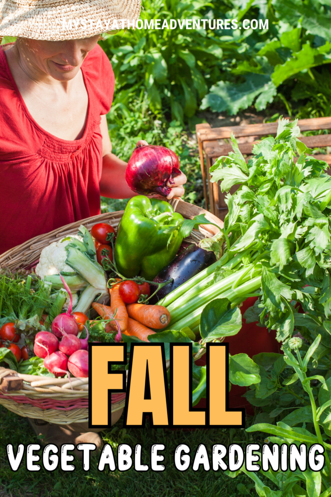 Fall vegetable gardening with text