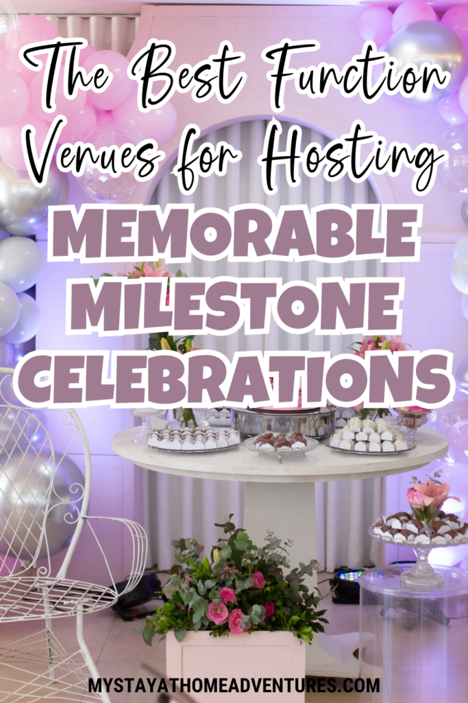 A birthday party venue with text overlay