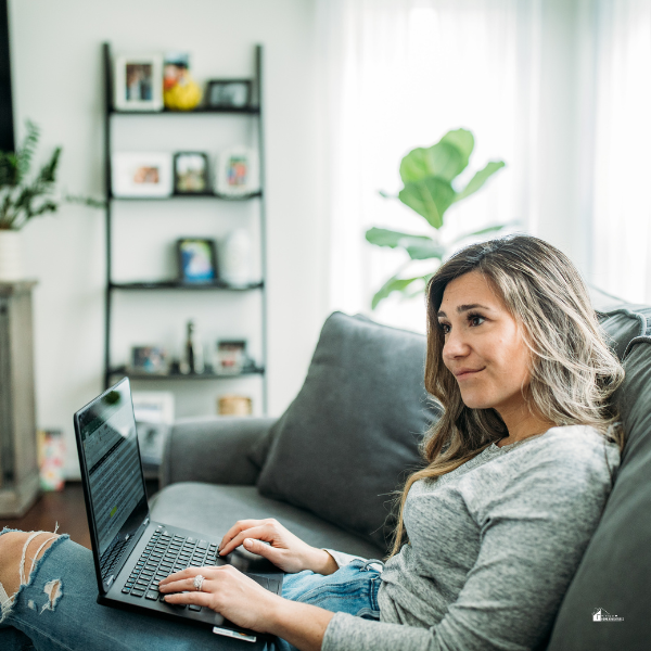 mom working at home